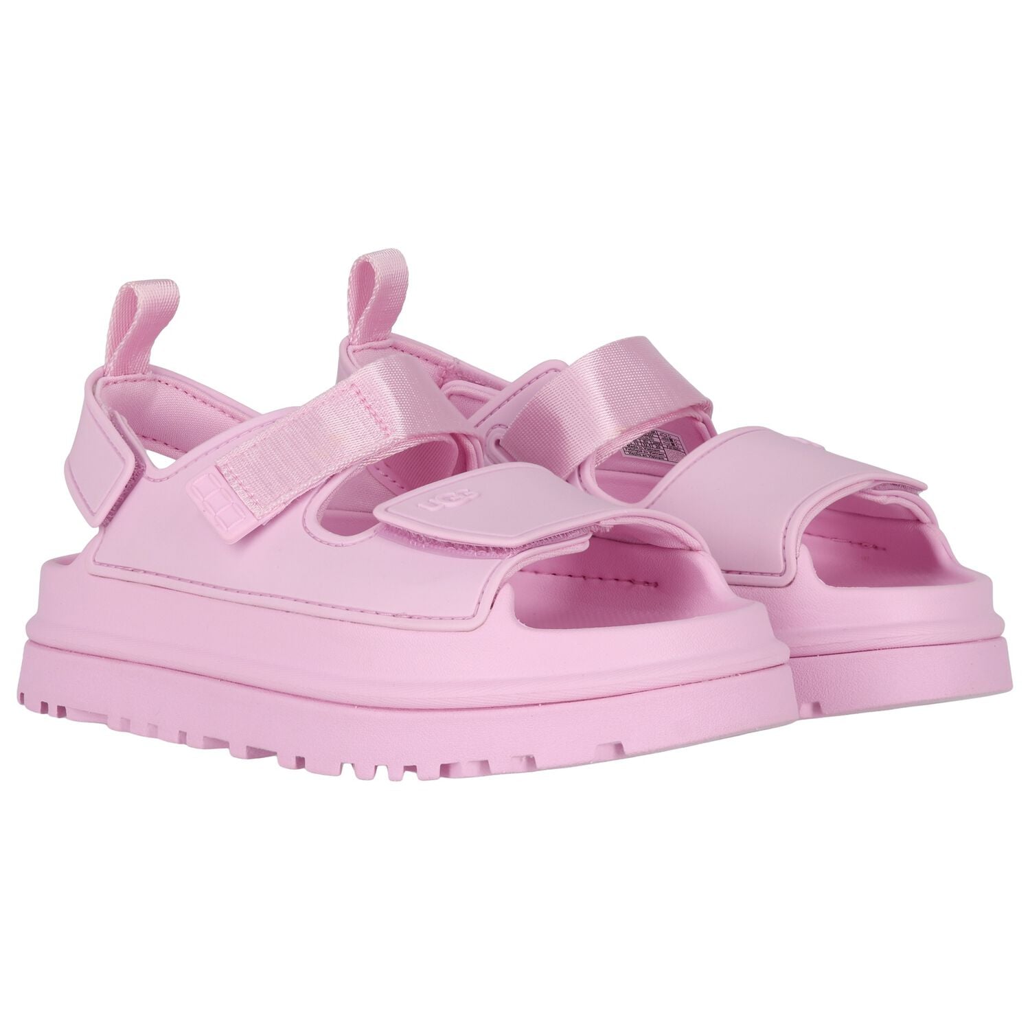 Girls Pink Chunky Logo Sandals , 2, hi-res