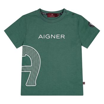 Younger Boys Green Logo T-Shirt