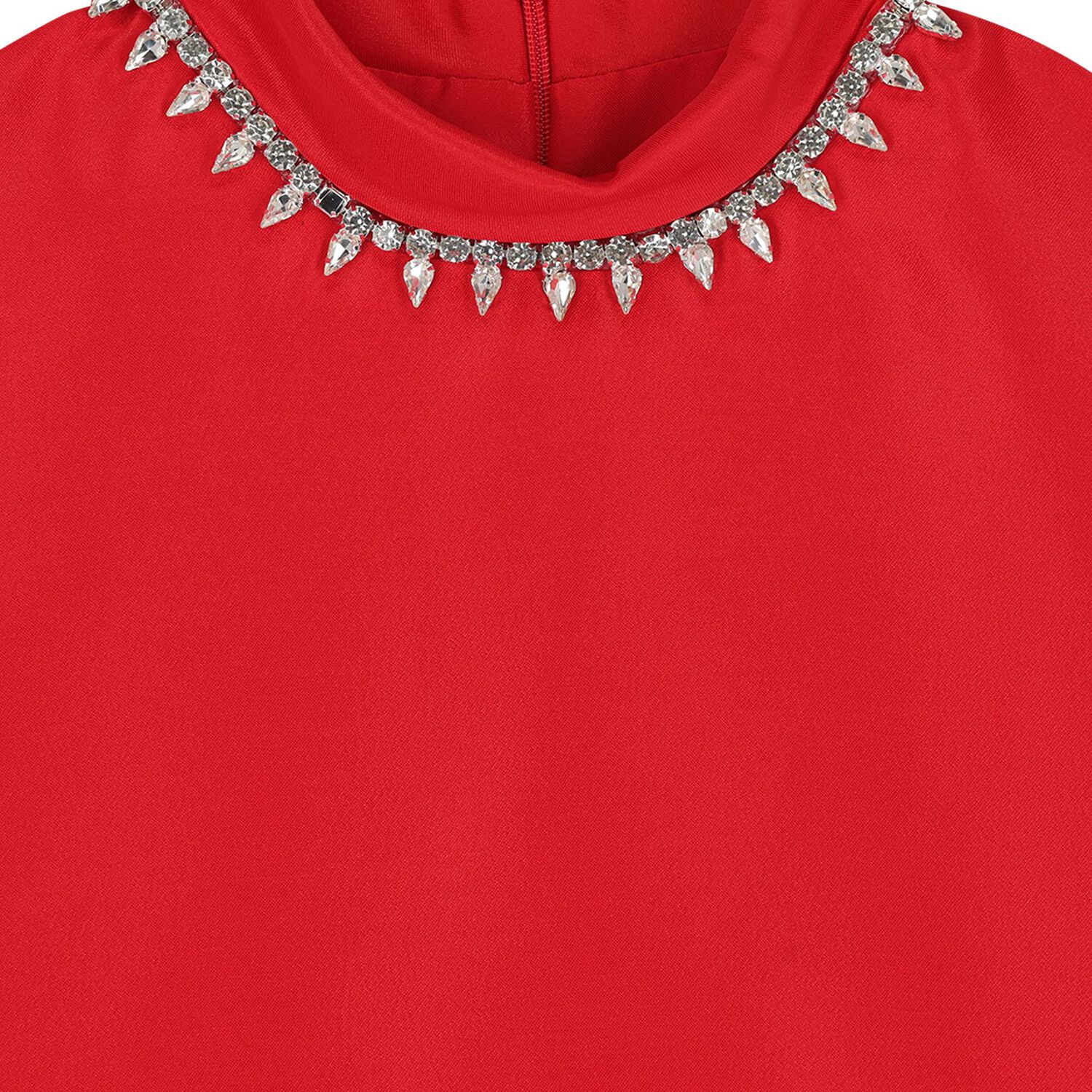 Girls Red Crystal Embellished Dress, 1, hi-res