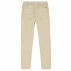 Boys Beige Logo Trousers, 1, hi-res