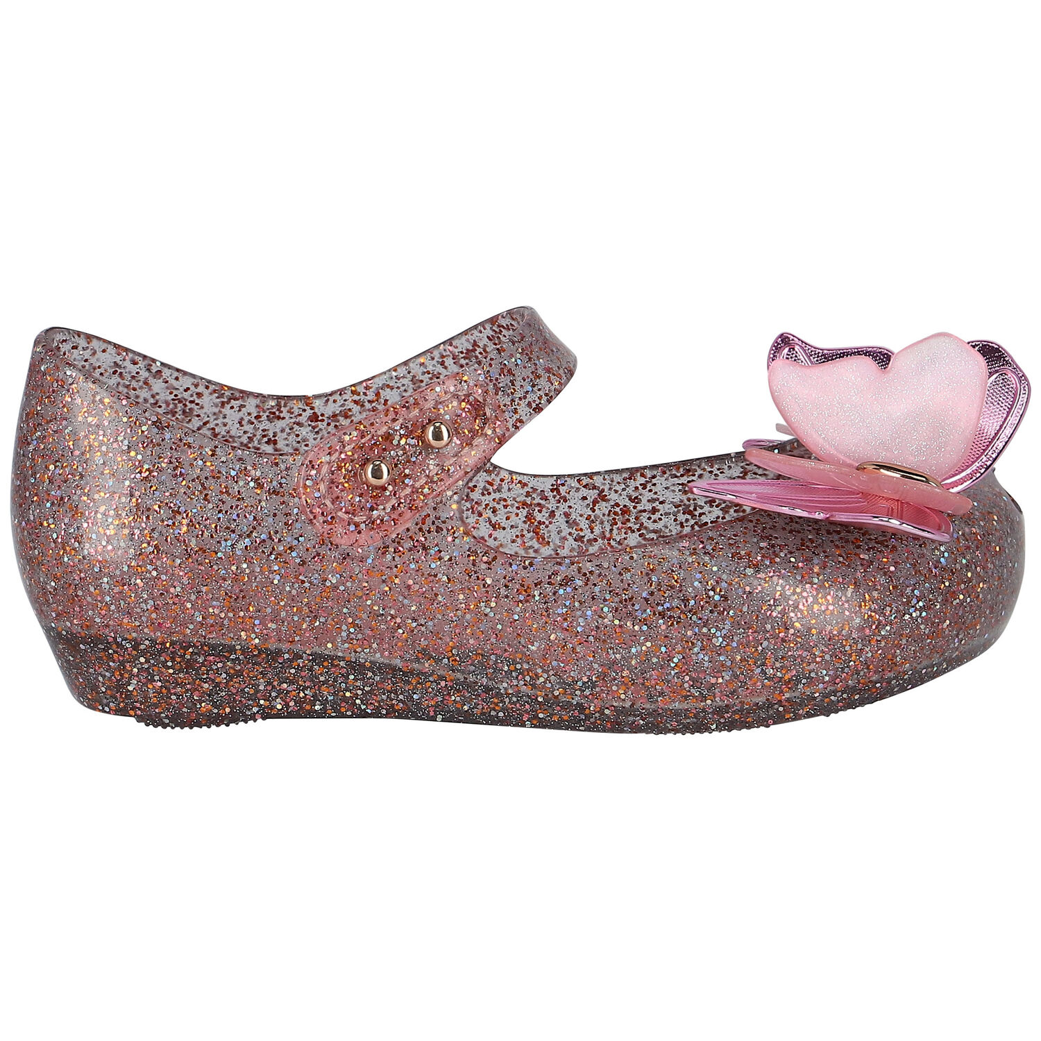 Younger Girls Pink Butterfly Jelly Shoes, 1, hi-res