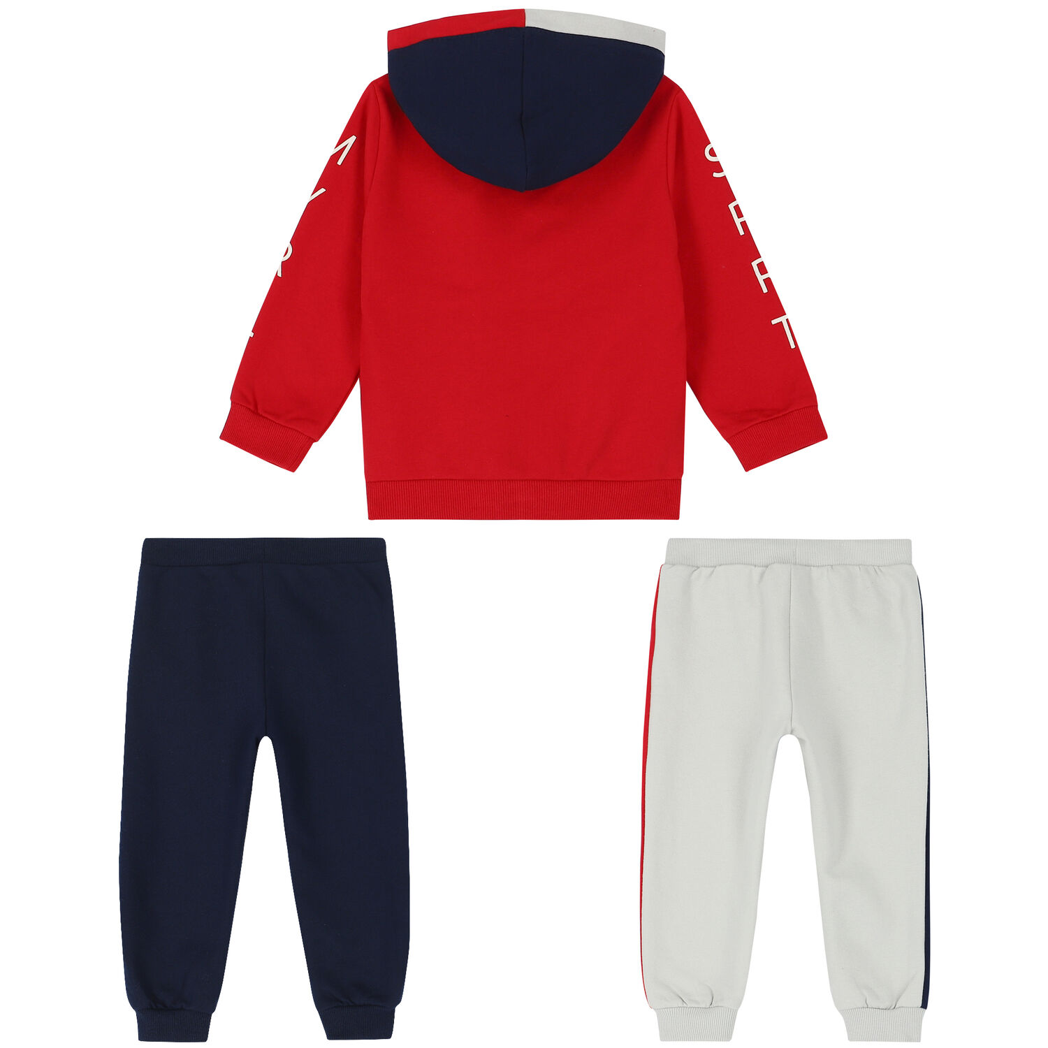 Younger Boys Red, Ivory & Navy Tracksuit, 1, hi-res