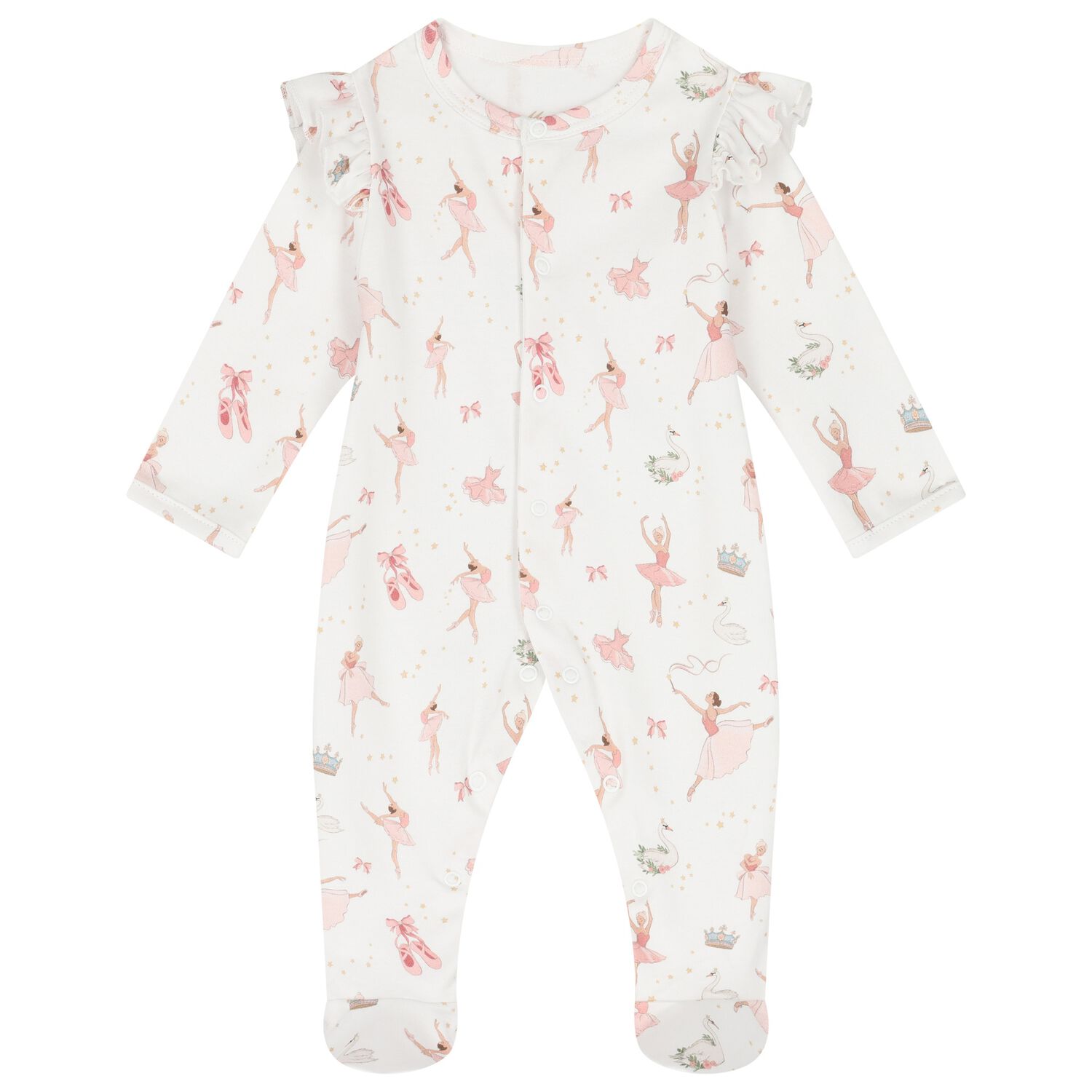 Baby Girls White & Pink Opera Babygrow, 1, hi-res image number null