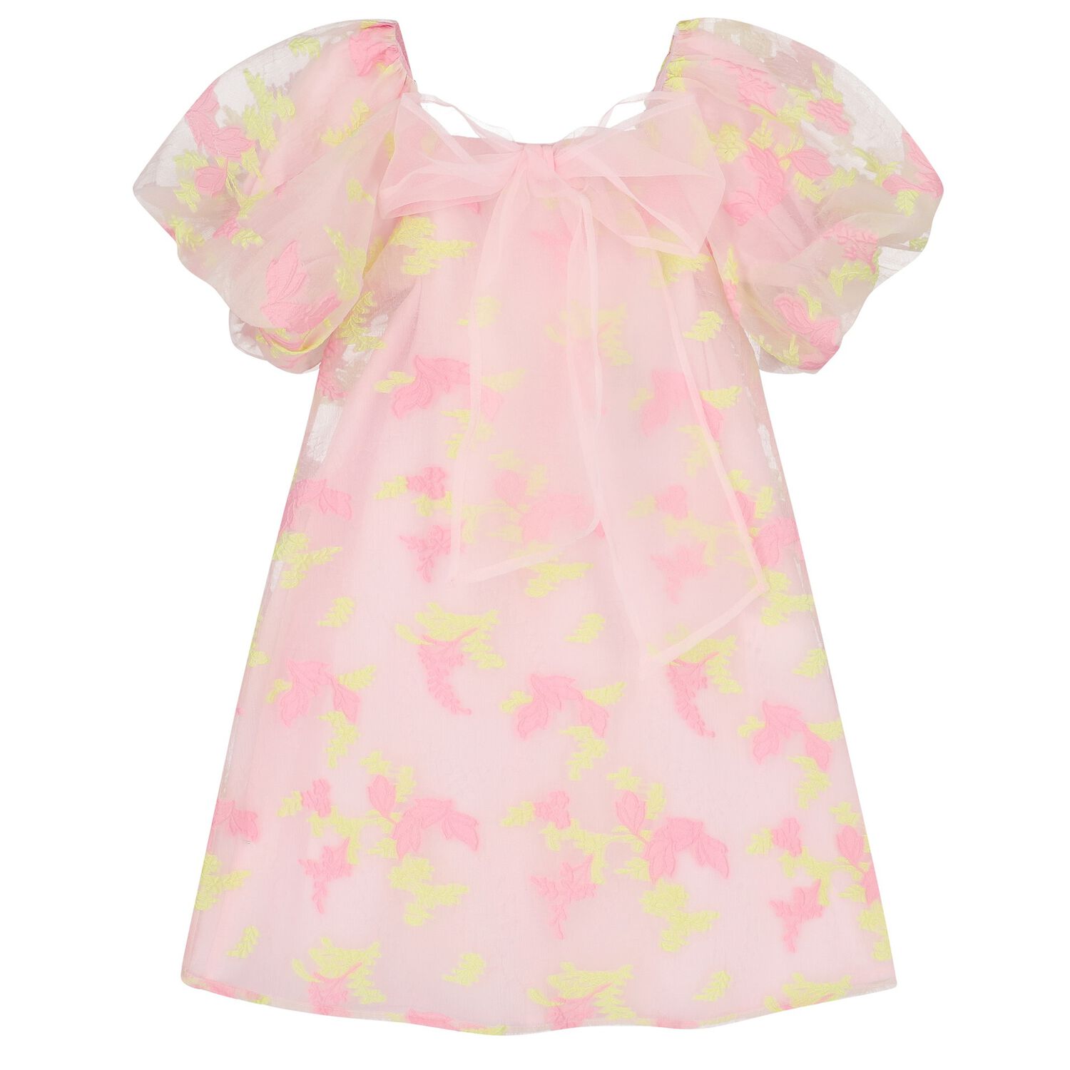 Girls Pink Bow Dress, 1, hi-res