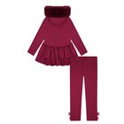 Girls Burgundy Leggings Set, 1, hi-res