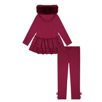 Girls Burgundy Leggings Set
