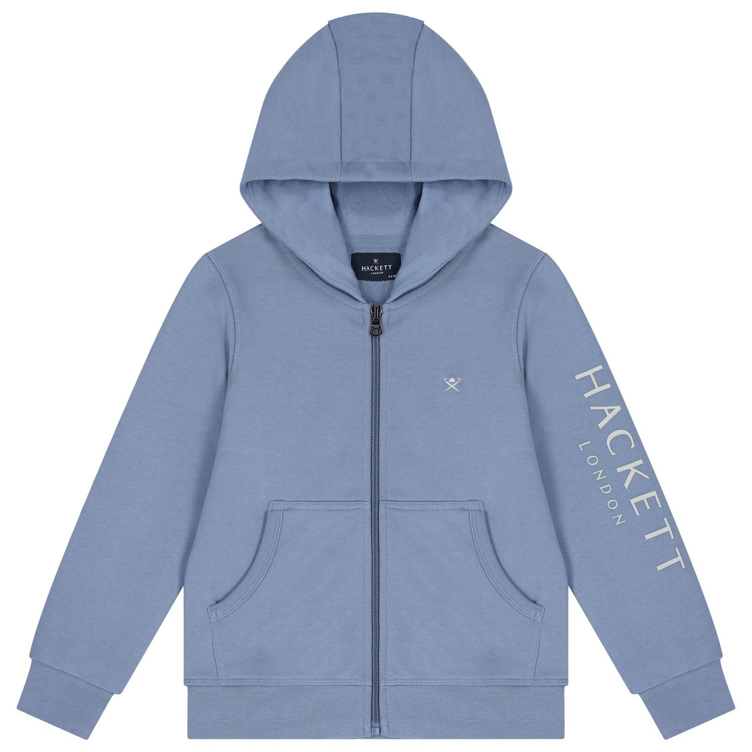 Boys Blue Logo Hooded Zip Up Top, 1, hi-res image number null