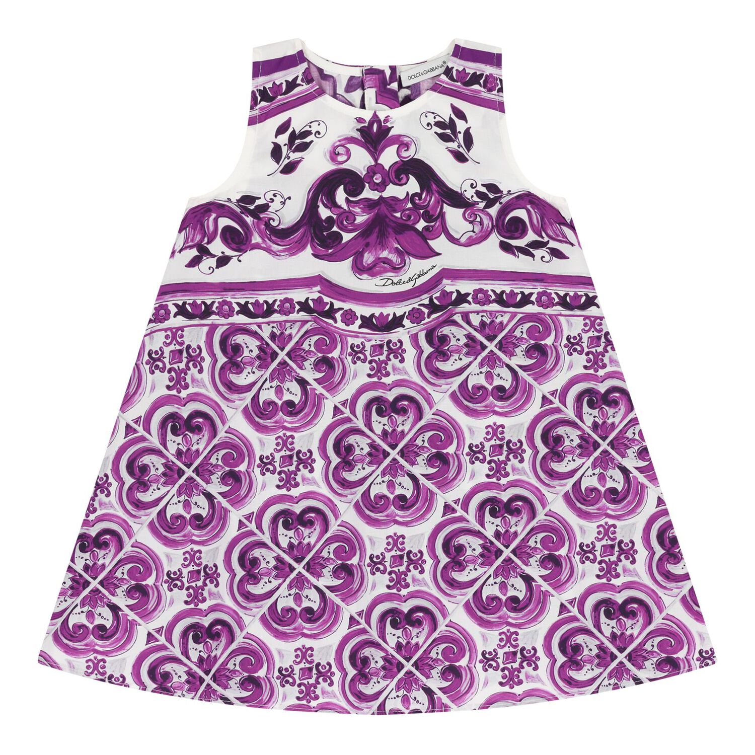 Baby Girls White & Purple Majolica Dress Set, 1, hi-res image number null