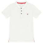 Boys White Logo Polo Shirt, 1, hi-res