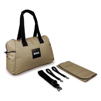Beige Logo Canvas Baby Changing Bag