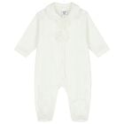 Baby Girls Ivory Lace & Flower Babygrow, 1, hi-res