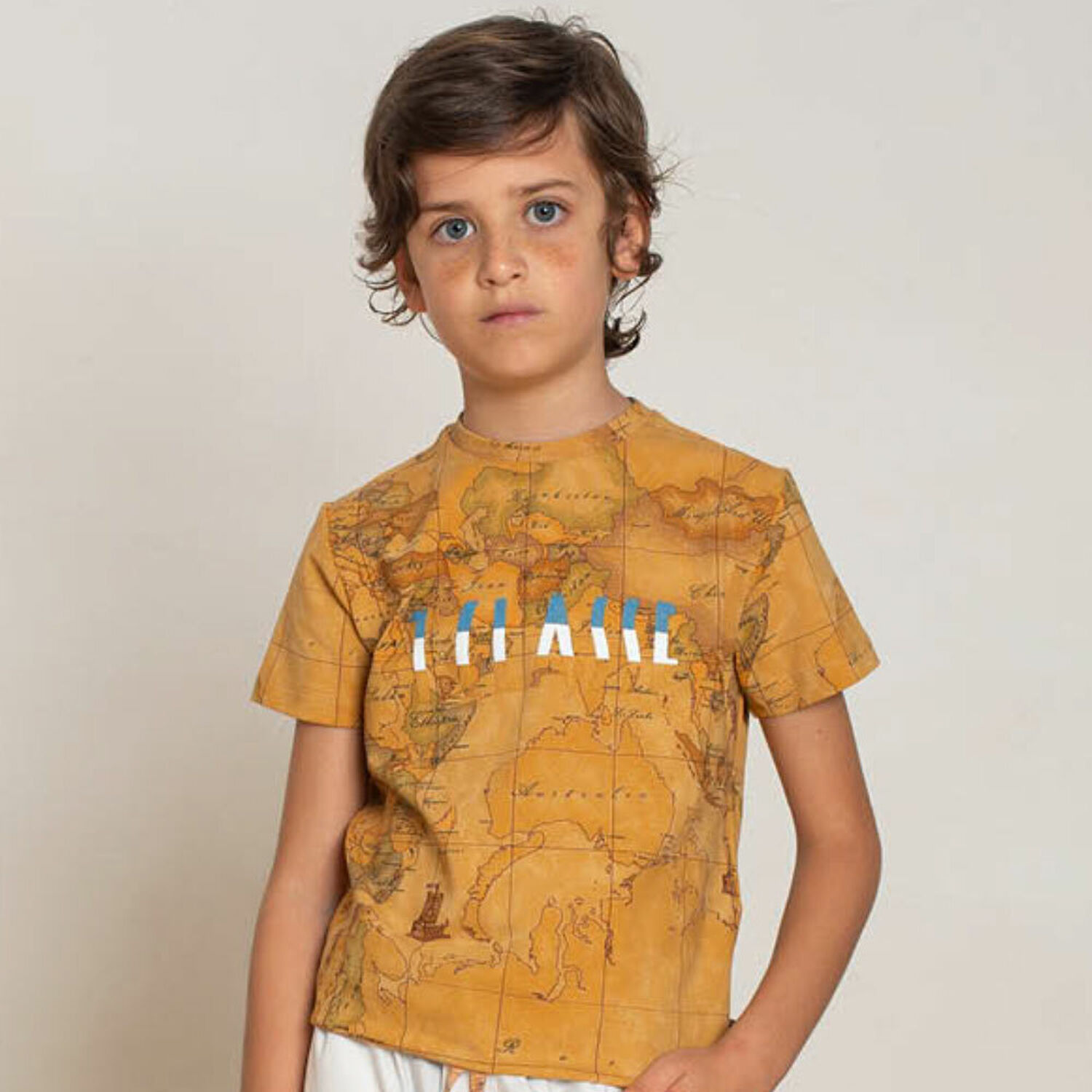 Boys Beige Geo Map T-Shirt, 1, hi-res image number null