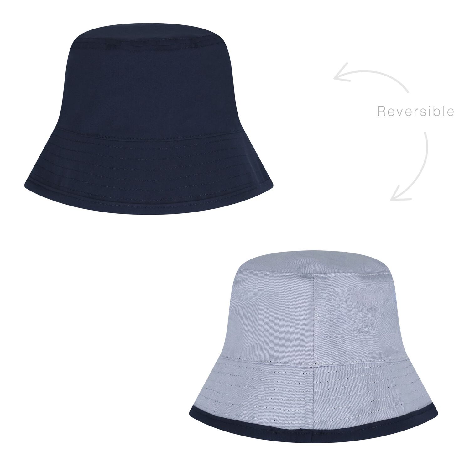 Baby Boys Blue & Navy Blue Logo Reversible Hat, 1, hi-res