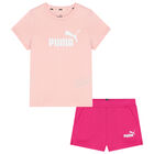 Girls Pink Logo Shorts Set, 2, hi-res