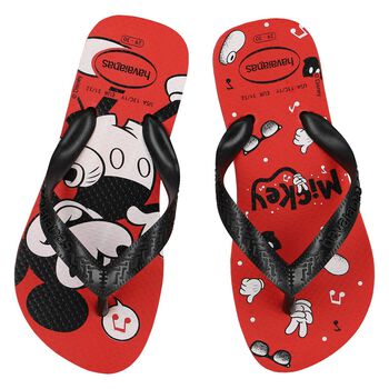 Red Disney Logo Flip Flops