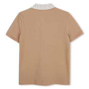 Boys Beige Logo Polo Shirt