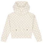 Girls Ivory Logo Hooded Top, 1, hi-res