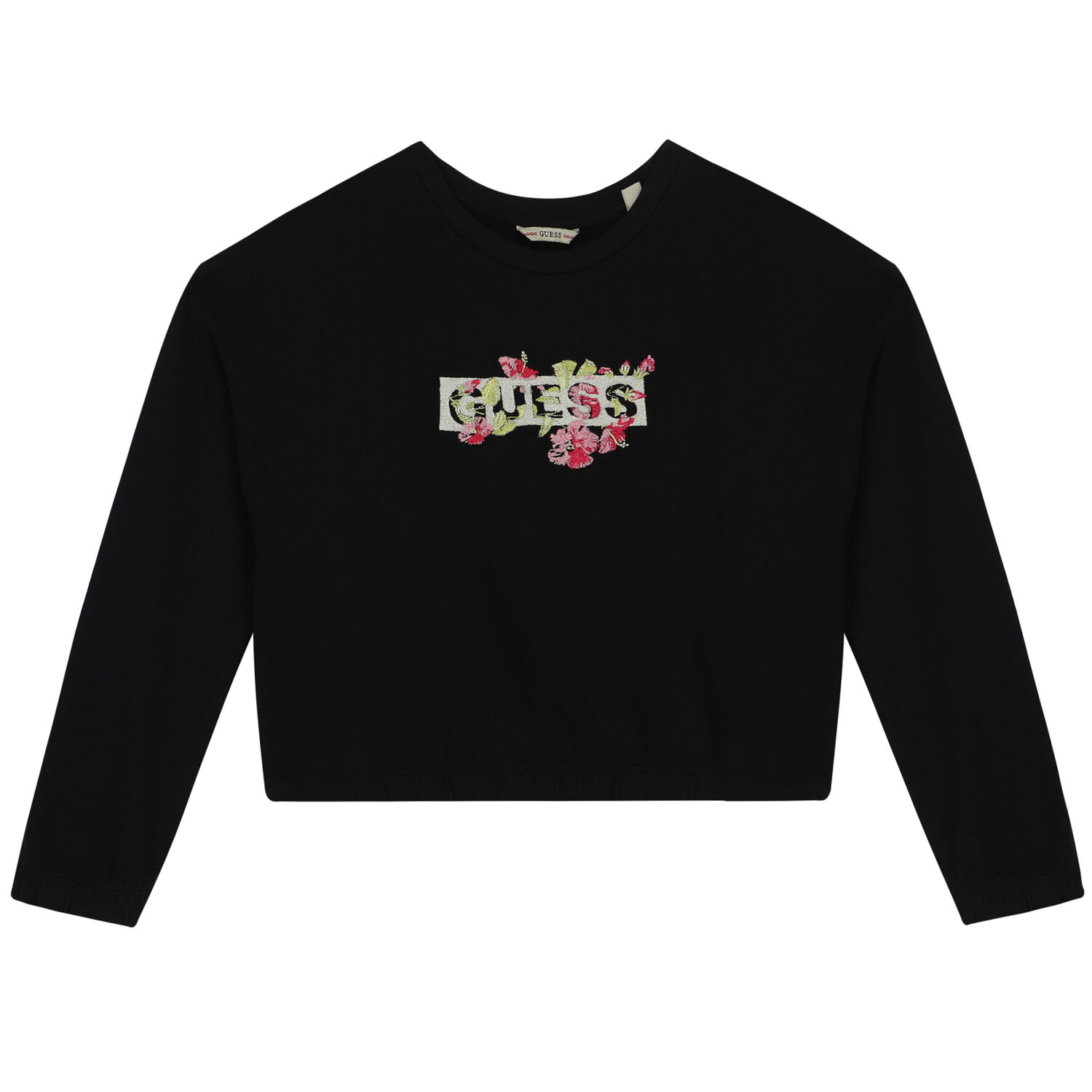Girls Black Logo Sweatshirt, 1, hi-res