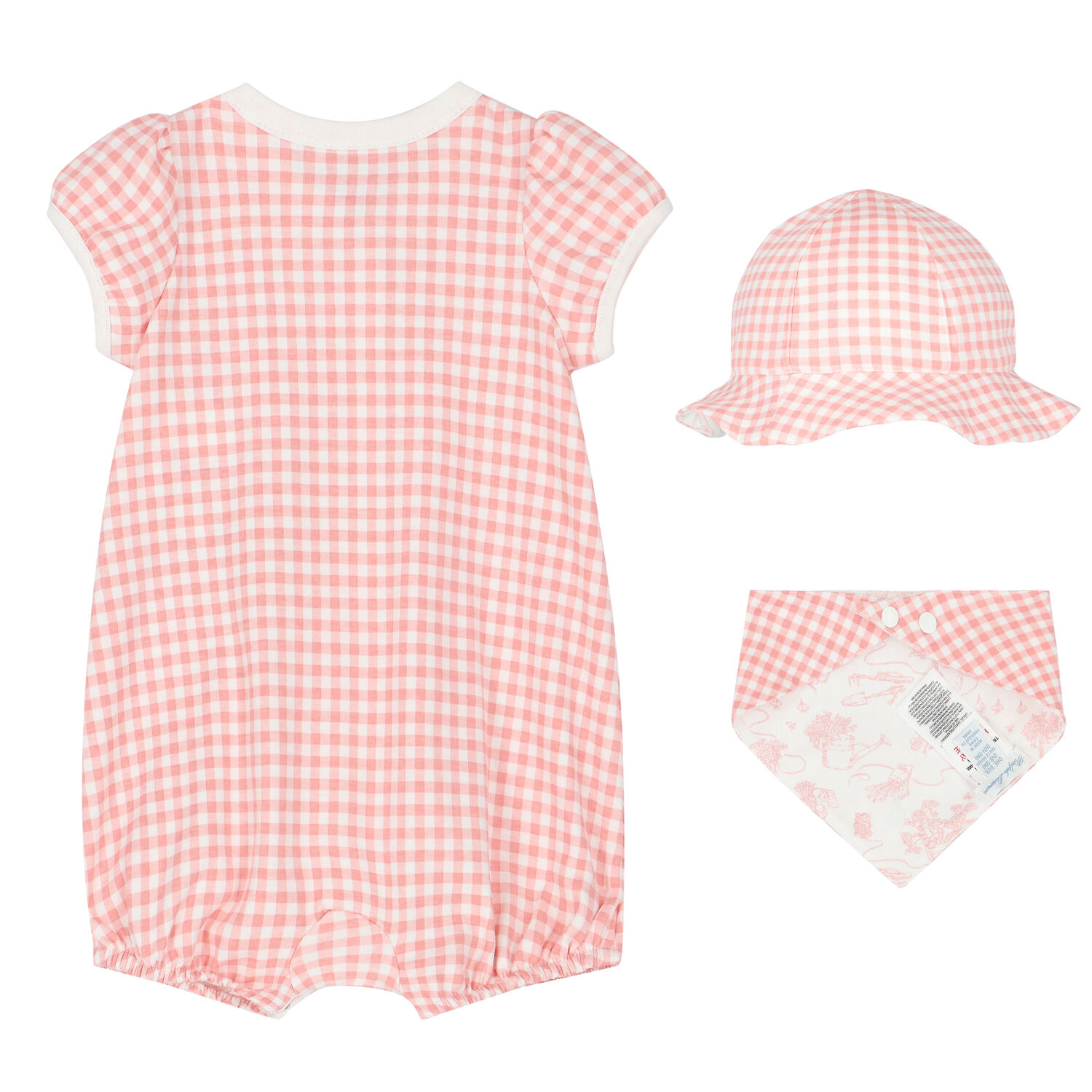 Baby Girls White & Pink Gingham Logo Romper Gift Set, 1, hi-res