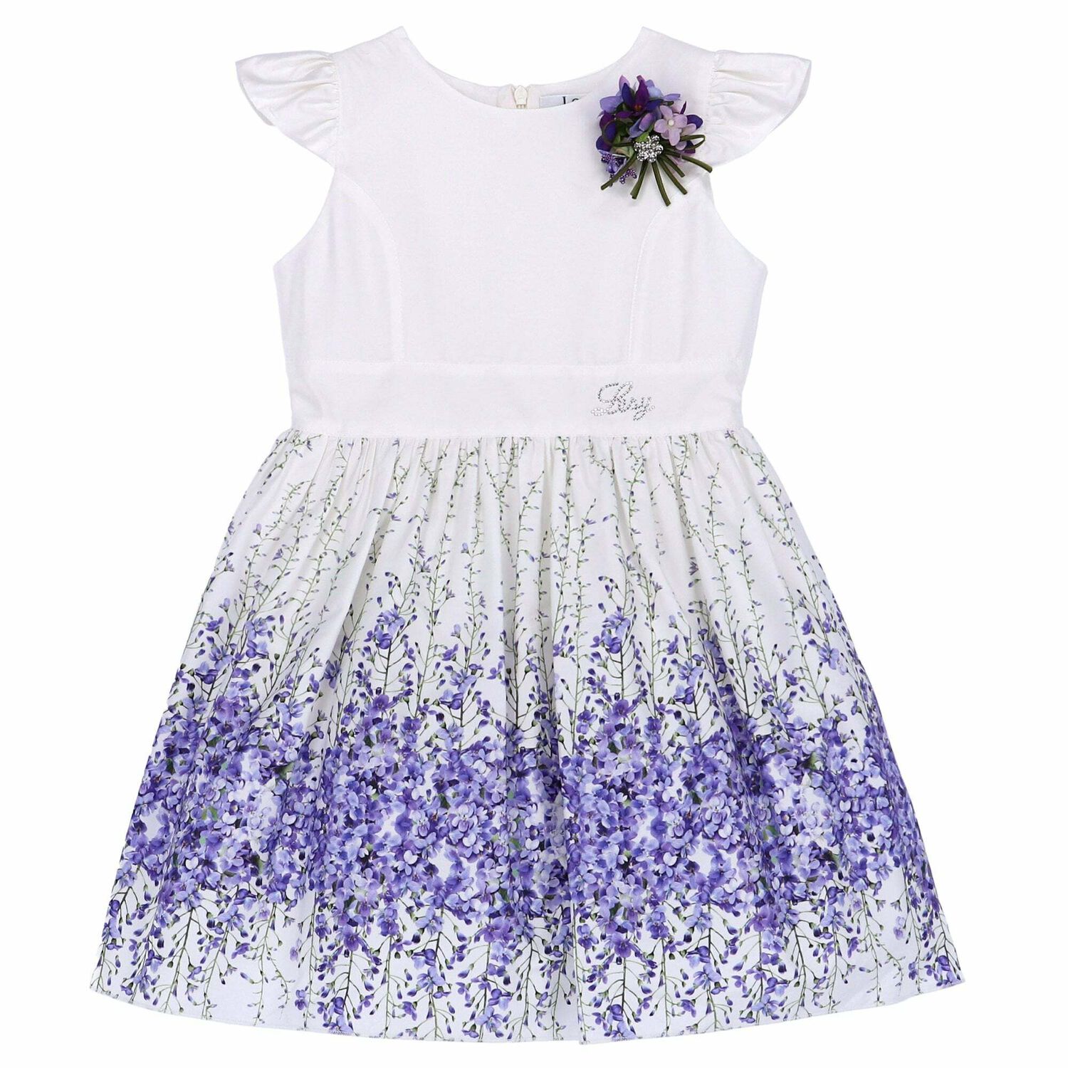 Girls Ivory & Purple Dress, 1, hi-res image number null