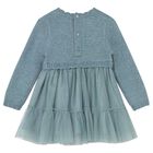 Younger Girls Blue Knitted & Tulle Dress, 3, hi-res