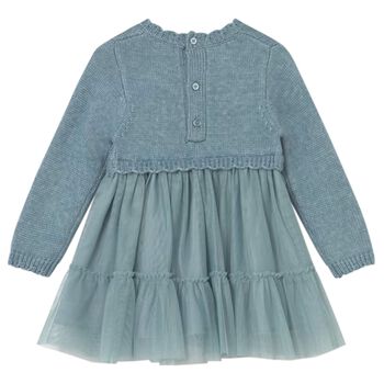 Younger Girls Blue Knitted & Tulle Dress