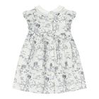 Baby Girls White & Navy Blue Smocked Dress, 1, hi-res