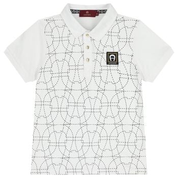 Boys White Logo Polo Shirt