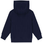 Boys Navy Blue Logo Hooded Top, 3, hi-res