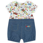 White & Blue Teddy Bear Romper, 1, hi-res