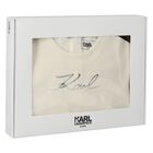 Younger Girls Ivory & Black Logo Skirt Set, 1, hi-res