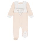 Baby Boys Beige Logo Babygrow, 1, hi-res