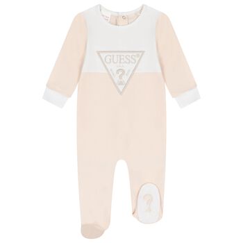 Baby Boys Beige Logo Babygrow