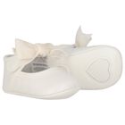 Baby Girls Ivory Bow Leather Pre Walker Shoes, 1, hi-res