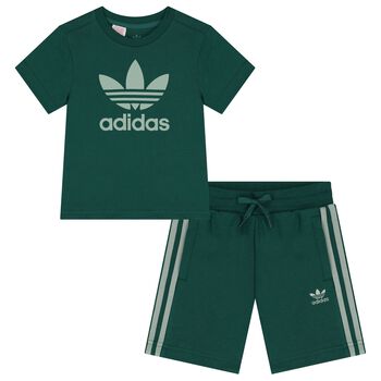 Boys Green Logo Shorts Set
