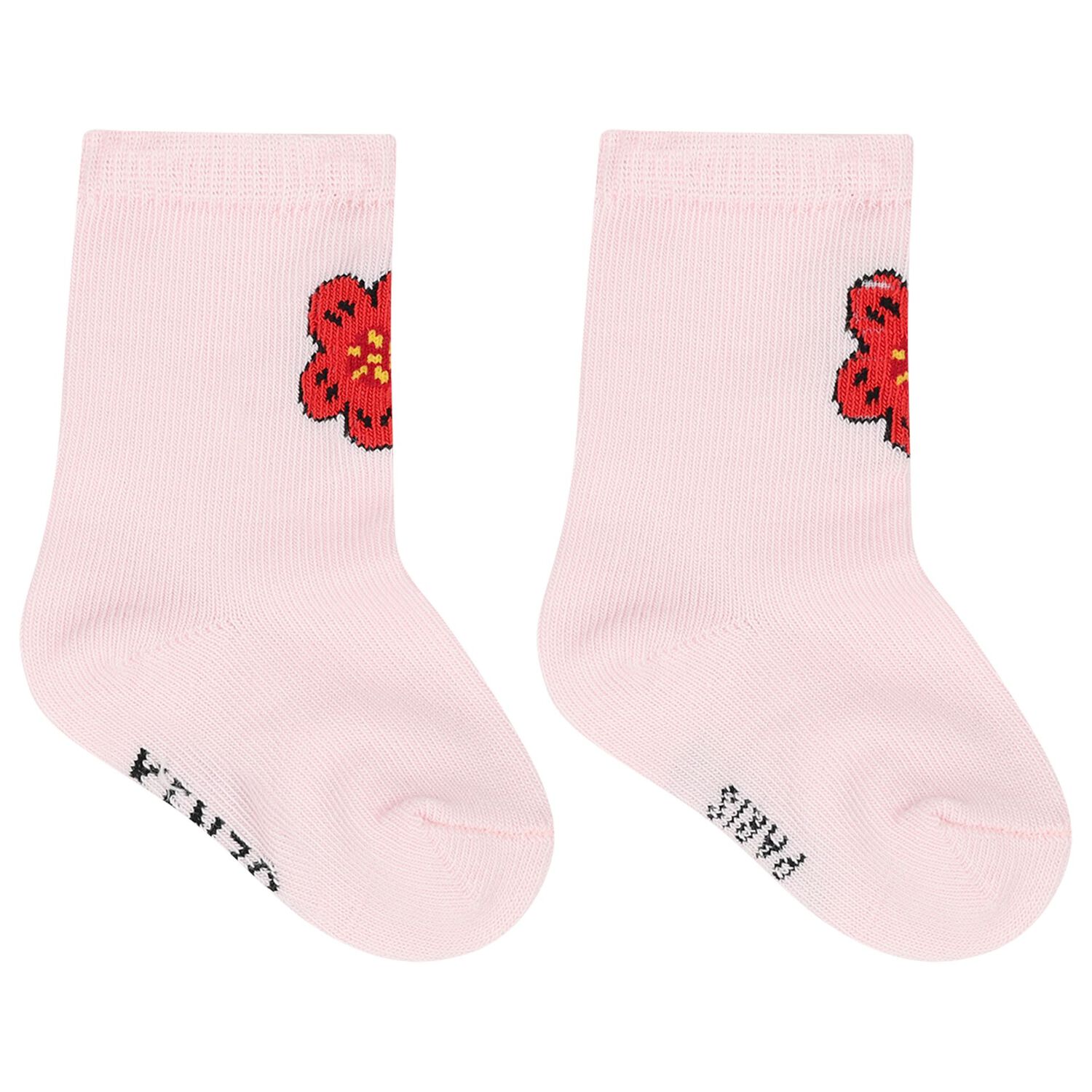 Baby Girls Pink & Ivory Flower Socks ( 2 Pack ), 1, hi-res