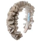 Girls Gold Pleated Ruffled Headband, 3, hi-res