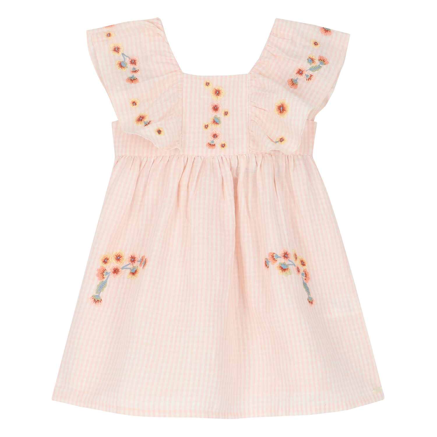 Girls Pink Gingham Dress, 1, hi-res