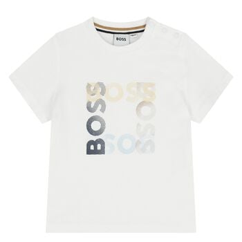Younger Boys White Logo T-Shirt