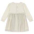 Younger Girls Ivory Pleated Tulle Dress, 2, hi-res