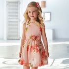 Girls Pink Floral Dress, 1, hi-res
