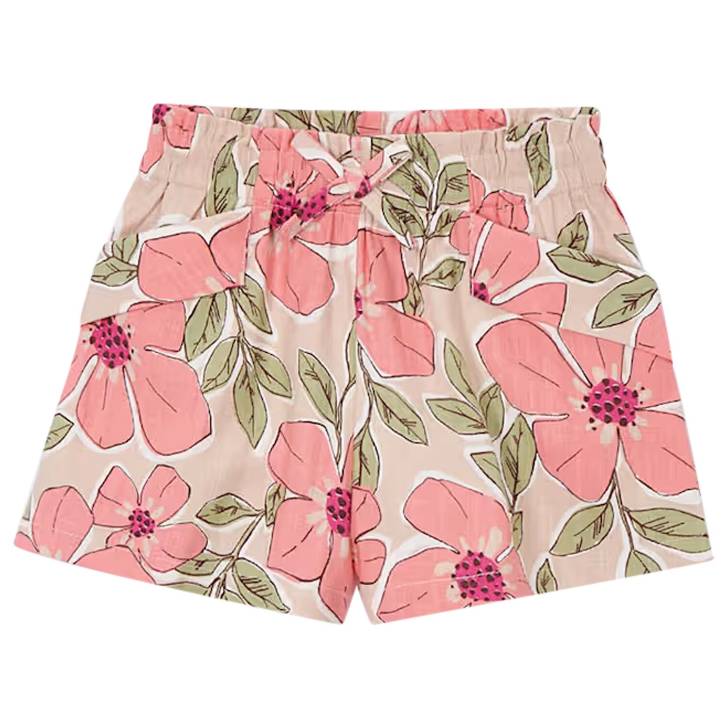 Girls Pink Floral Shorts, 1, hi-res