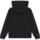 Black Logo Hooded Zip Up Top, 1, hi-res