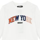 Boys White Logo Long Sleeve Top, 2, hi-res