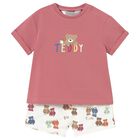 Baby Boys Orange & Ivory Teddy Bear Shorts Set, 1, hi-res