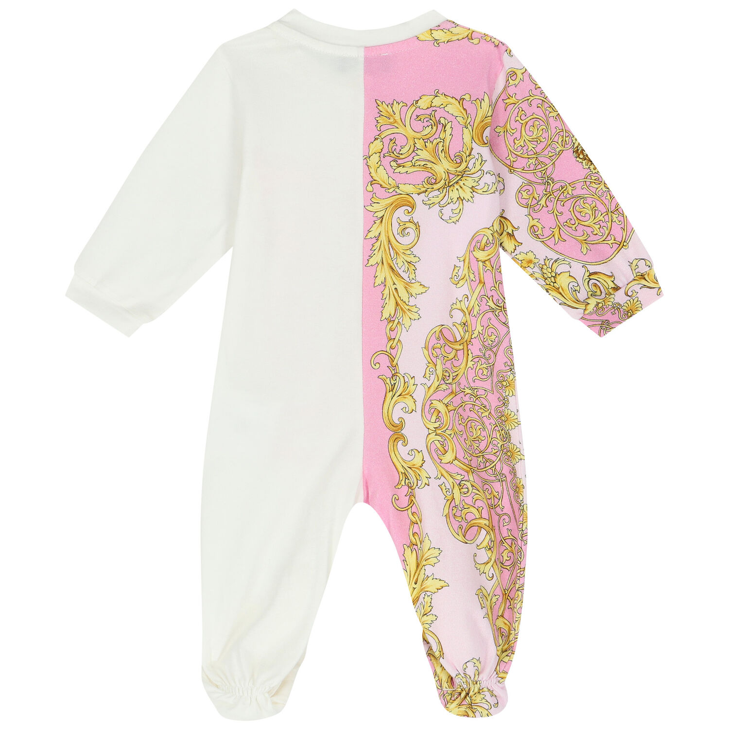 Baby Girls Pink & Ivory Logo Babygrow, 1, hi-res