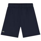 Boys Navy Blue Logo Shorts, 1, hi-res