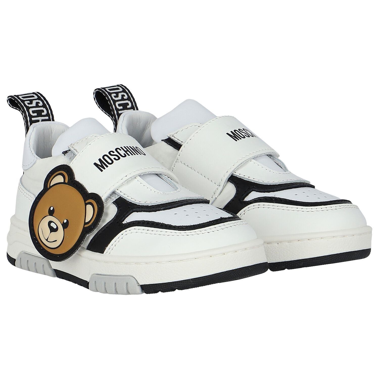 White Teddy Bear Logo Trainers, 1, hi-res