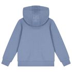 Boys Blue Logo Hooded Zip Up Top, 1, hi-res