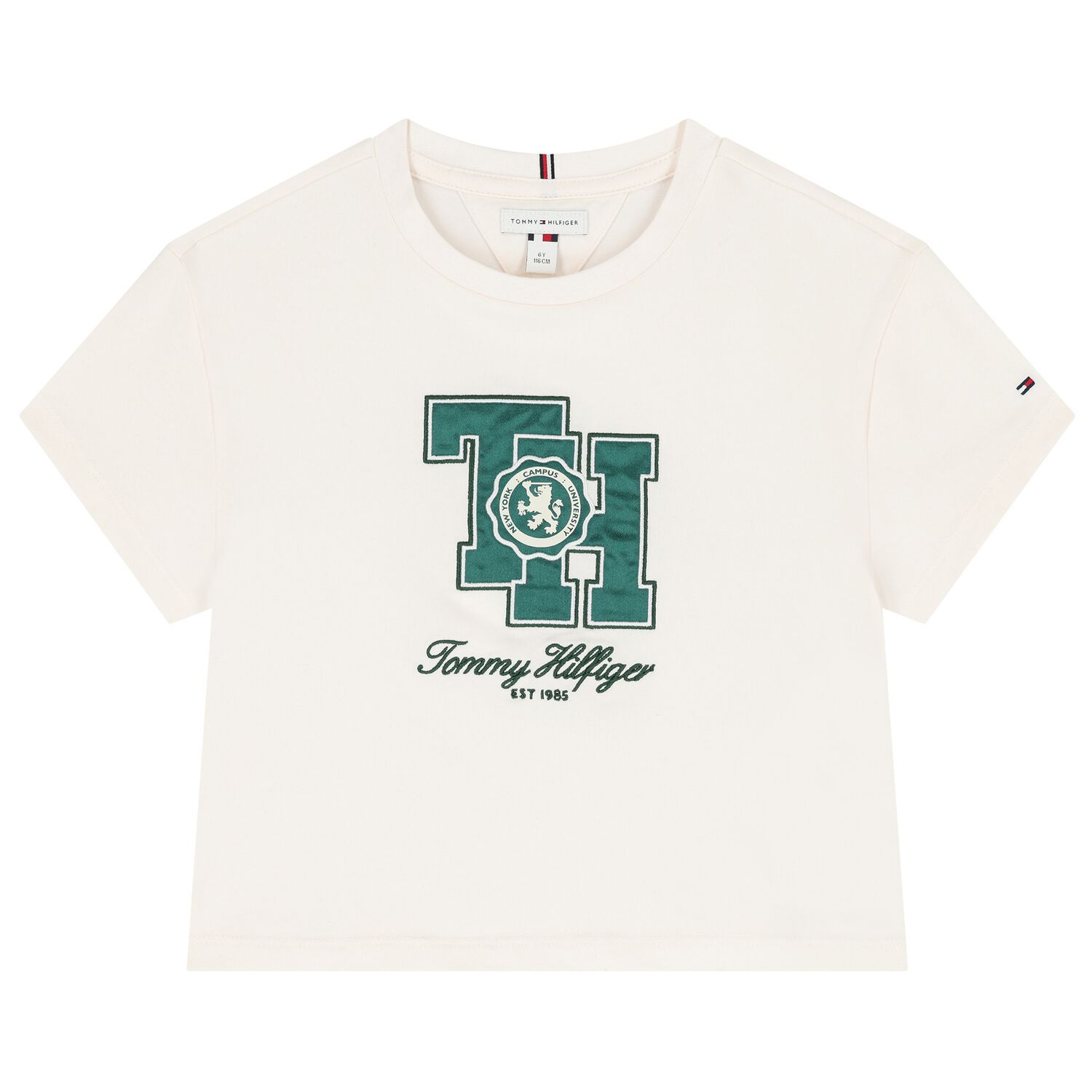 Girls White Crest Logo T-Shirt, 1, hi-res